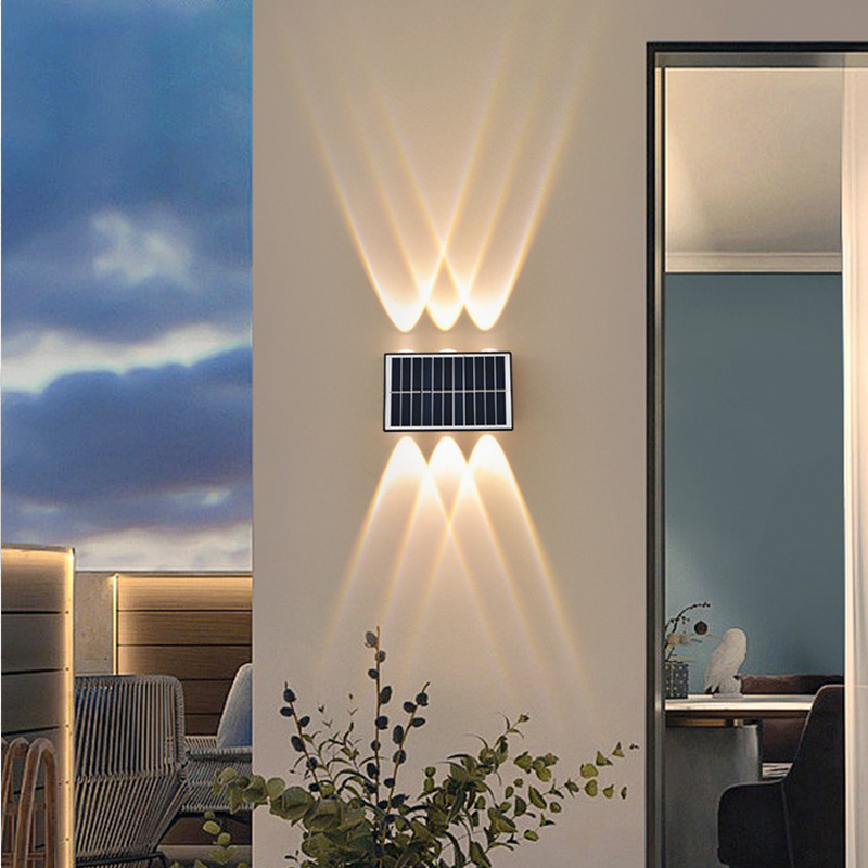 Led solcellevæglampe udendørs  ip65 vandtætte have dekorative væglamper rgb op- og nedbelysning udendørs led solcellelampe
