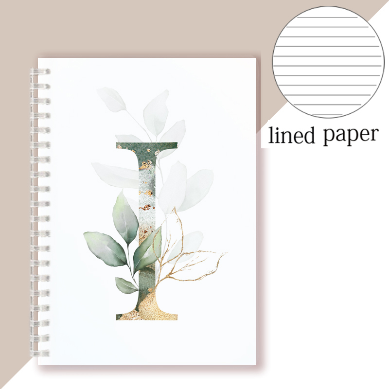 Lined Page Spiral Notebook Initial Alphabet Letters Note Book Writing Pads Majuscule Letter With Flower Personality Name: Navy Blue