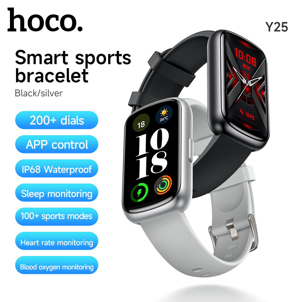 HOCO Y25 1.47inch TFT Touch Screen Smart Watch Support Sleep Monitoring Custom Dial Bluetooth 5.3 Sports Watch IP68 Waterproof