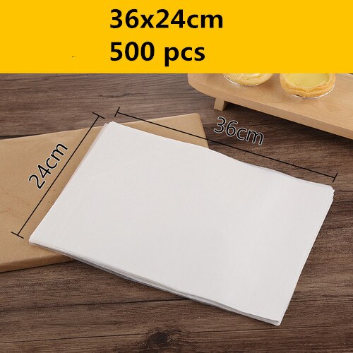 500 pcs white Rectangle NonStick Cookie Parchment Paper Baking Pan Oil butter paper bakery tools barbecue BBQ paper bakeware mat: 36x24cm