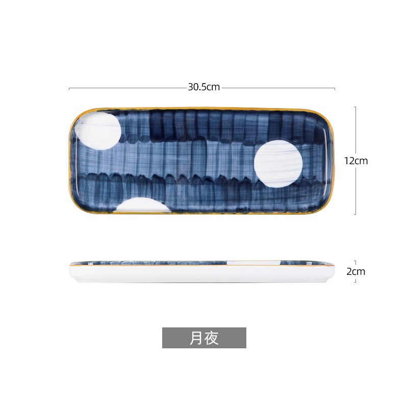 Serving Plate Dinner dish Underglaze Color Tableware Dish Steak Flat Plate Breakfast Plate Hand-painted Ceramic: 12 INCH C