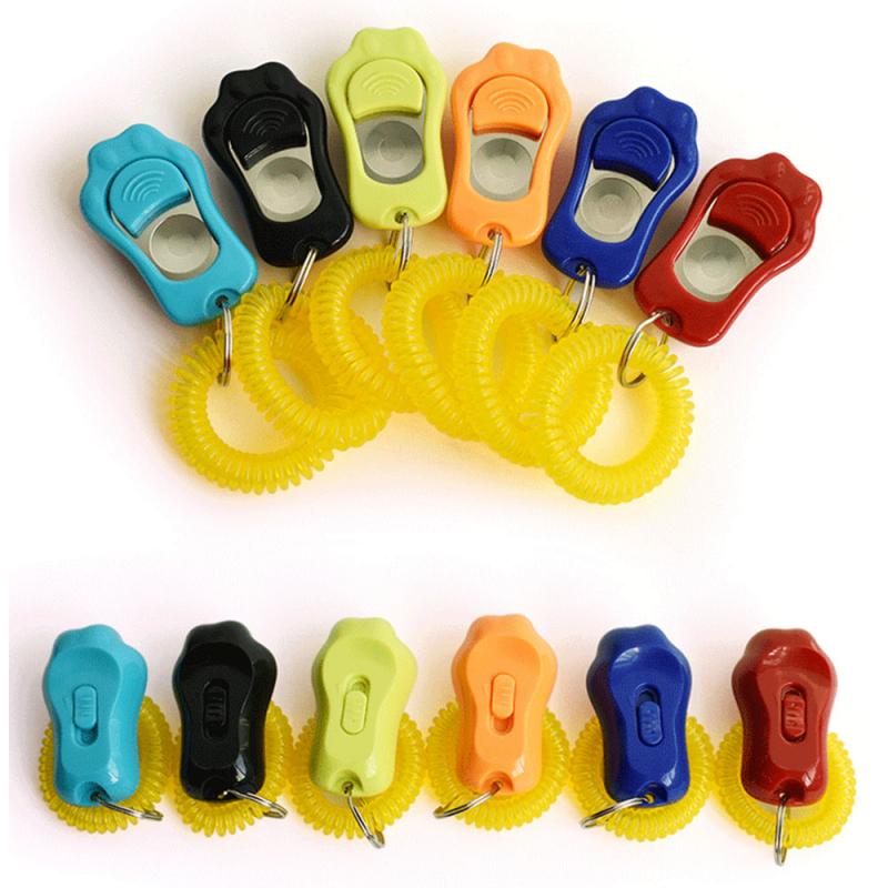 1pc Paw Shape Pet Dog Training Clicker Toys Cat Puppy Button Click Trainer Obedience Aid Wrist ABS 5 colors