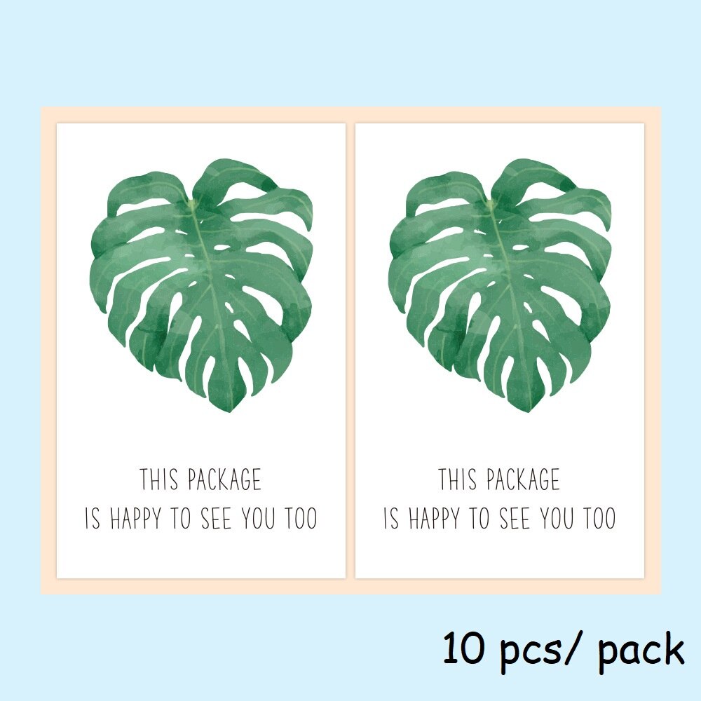 10-50pcs Green Leaf Rectangular Sticker Packaging Supplies Box Sealed Sticker Sticker Coated Paper Label: QY957-10pcs
