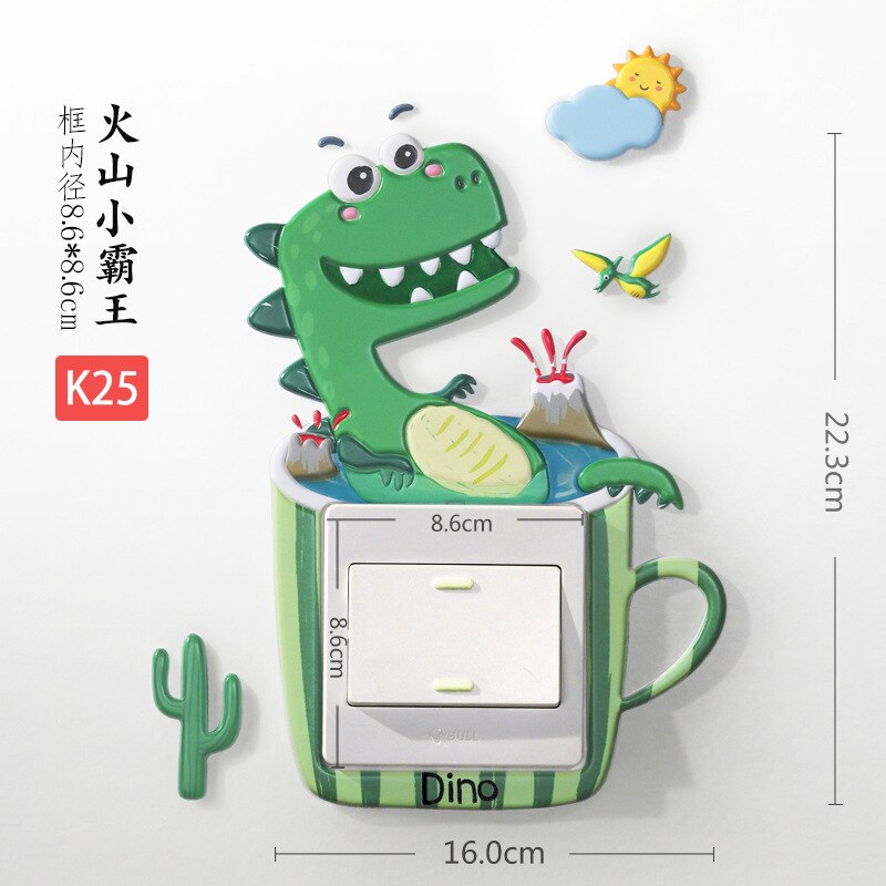 Home Decorations Wall Stickers Switch Protection Sticker Night light Switch Stickers Cartoon Cactus Unicorn Dino Switch Sticker