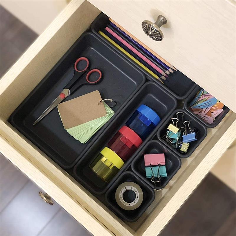 8 Uds. De organizadores de cajones, caja de almacenamiento con divisores de cajones estrechos entrelazados, para baño, oficina, cocina, herramienta de almacenamiento para el hogar
