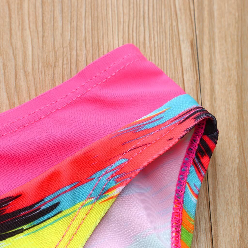 Swimsuit kids girl baby Bikini Beach Sling Print Swimsuit+ Three Angle Shape Shorts Swimwear Set Outfit L1206