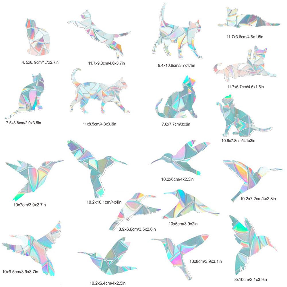 Autocollants statiques prisme arc-en-ciel pour fenêtre, colibri, fleur, plume, alerte d&#39;arrêt, Anti-Collision, prévention des chocs, décoration de maison en verre