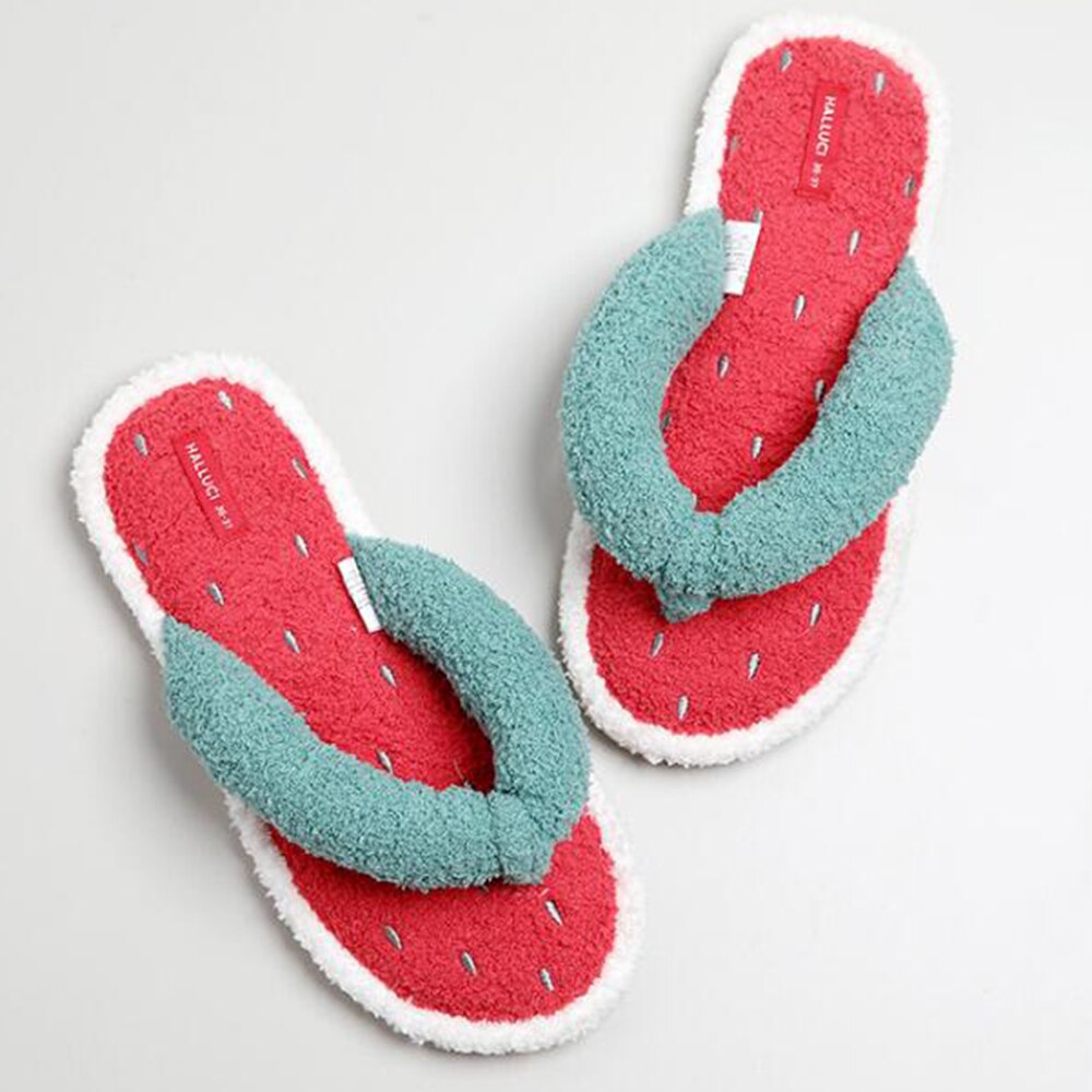 Watermeloen dames slippers thuis binnenschoenen imitatiebont warme schoenen dames instappers dames bont slippers  sh520