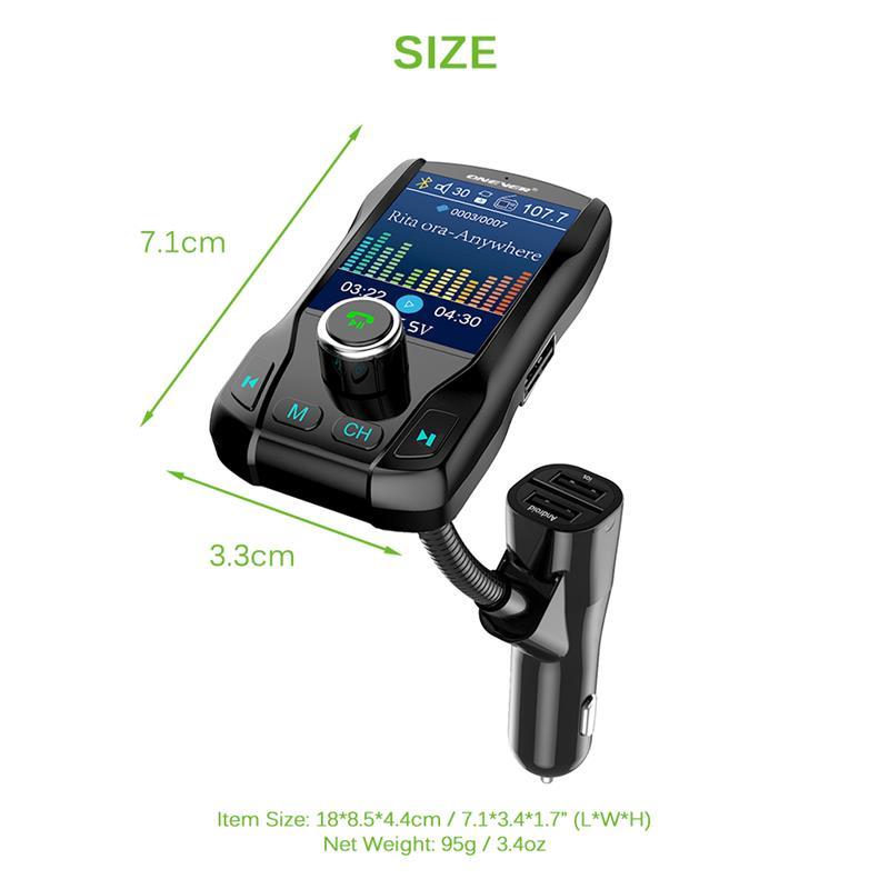 Wireless Bluetooth FM Transmitter Color Screen Modulator Car MP3 Audio Hands-free Car Kit 1.8 Inch with 5V 3.1A Dual USB