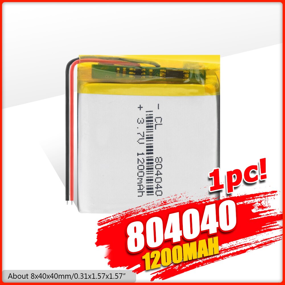 3.7V polymer lithium battery 804040 1200mAh large capacity Rechargeable Li-ion Cells For Camera MP3 MP4 MP5 GPS DVD LED Light