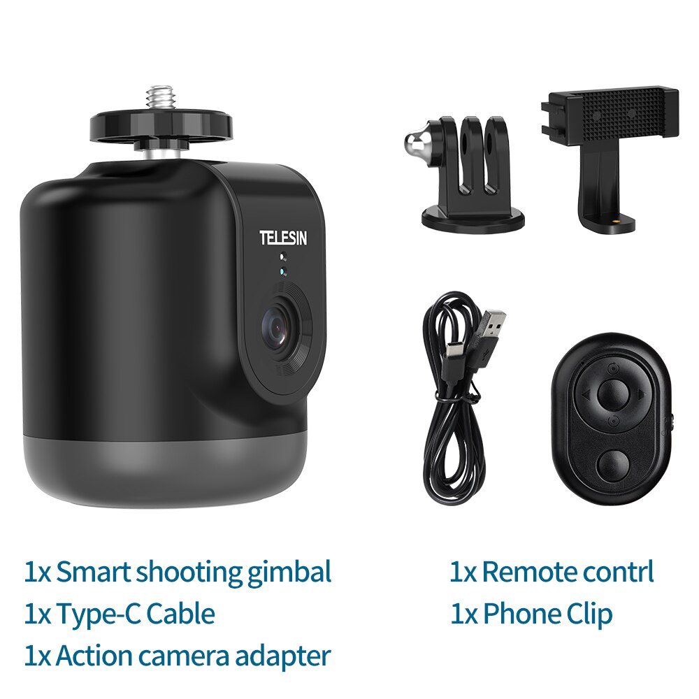 TELESIN AI Smart Shooting Gimbal Selfie 360° Rotation Auto Face Tracking Holder Camera Phone Vlog For GoPro 10 DJI Osmo Action: Package C