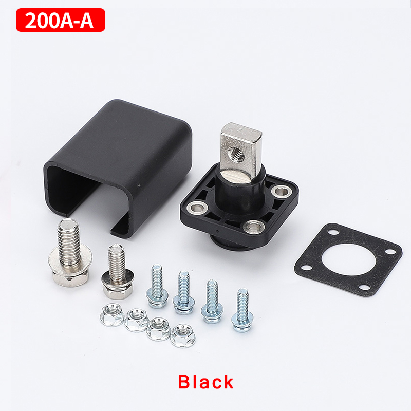 2PCS 200A Copper Terminal Connector Through wall Type Lithium Battery Energy Storage Terminal High Current Lithium Battery: Silver