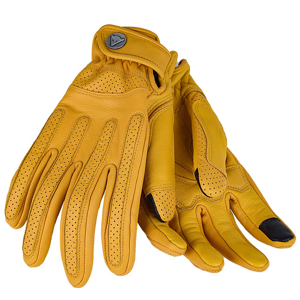 Retro luvas da motocicleta touchscreen moto equitação luvas dedo cheio primavera do vintage couro luva guantes