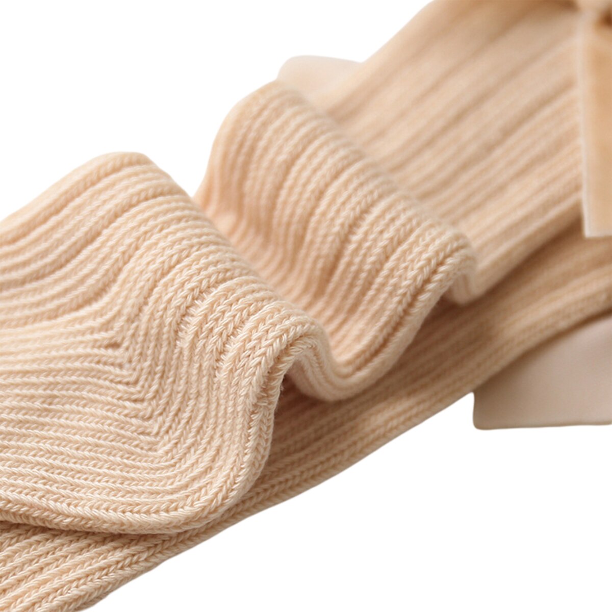 Babymeisjes kniekousen winterwarme ribgebreide kousen met grote fluwelen strik voor baby's en peuters