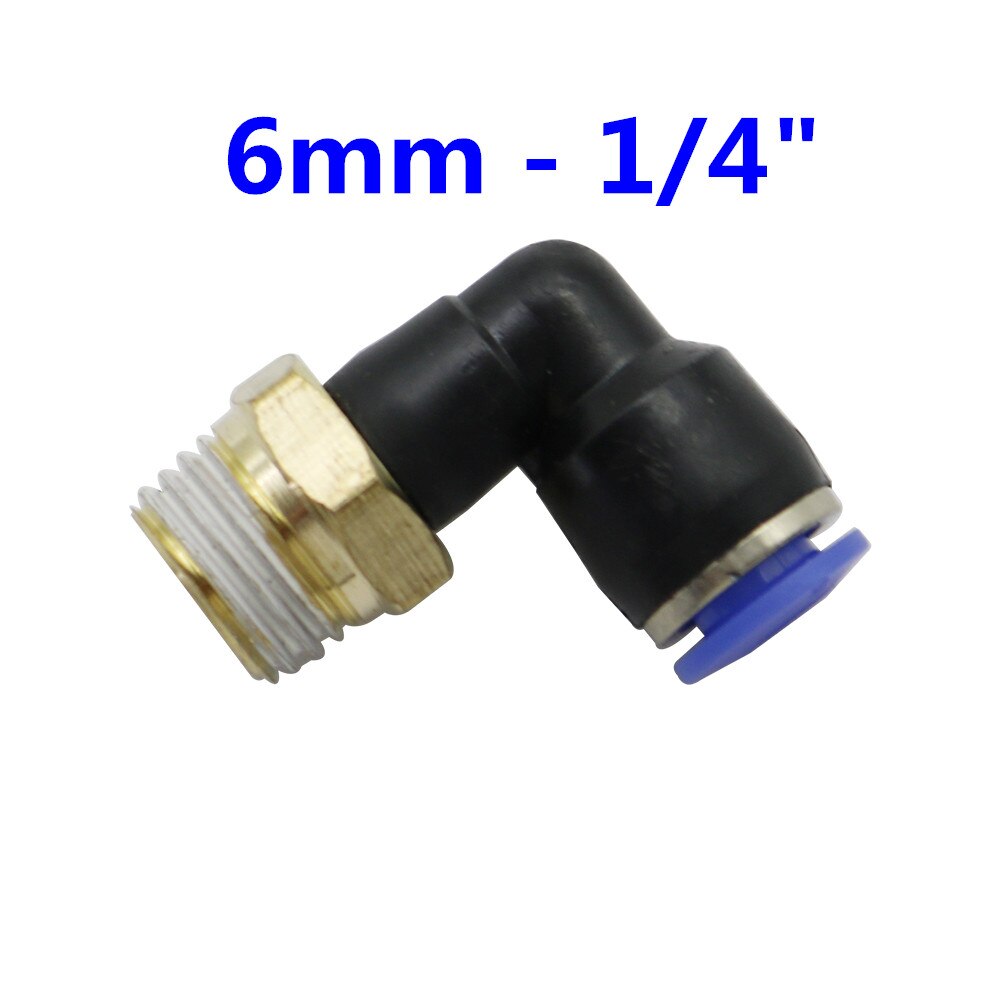 Conector de tubo neumático de aire, 10mm, 8mm, 6mm, 4mm, 12mm, OD, manguera de 1/8 &quot;, 1/4&quot;, 3/8 &quot;, 1/2&quot;, rosca macho, conectores en forma de L, accesorios de tubería: 6mm - 1I4 inch