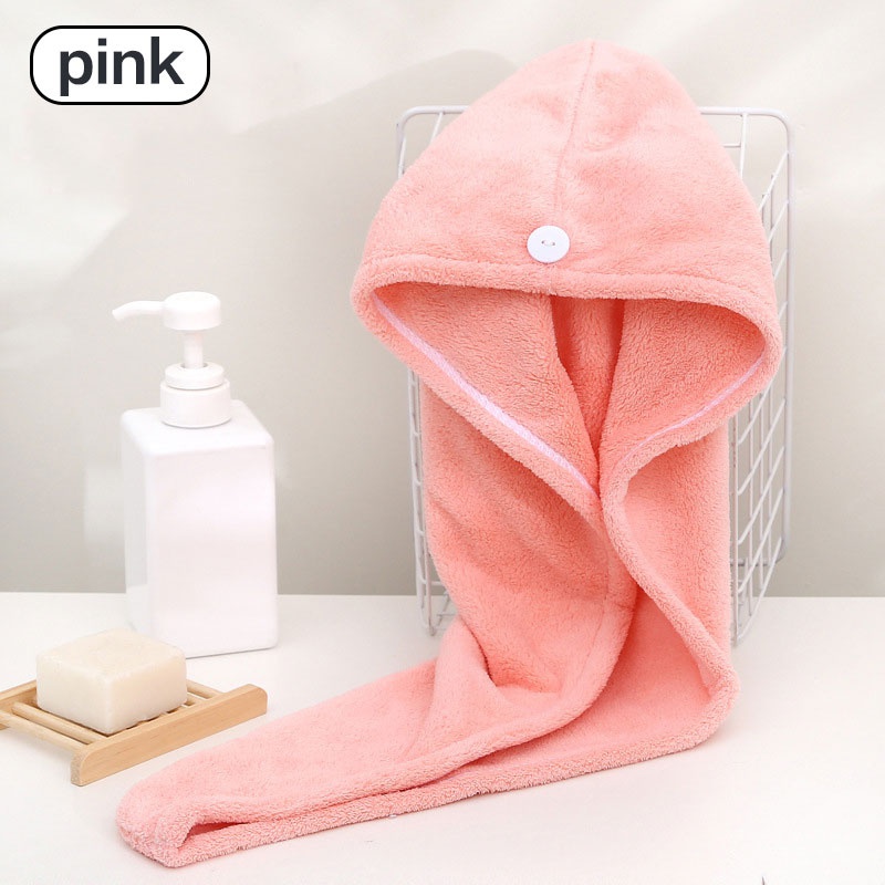 Hair Towel Wrap Fast Dry Hair Towel Super Absorbent Microfiber Coral Velvet Hair Drying Towel Quick Dry Hair Turban: Pink