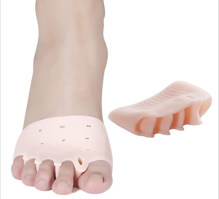 1 par silikon behagelige tåbøyler 5- hull hallux valgus rettetang kjeveortopedisk fot tåpleie