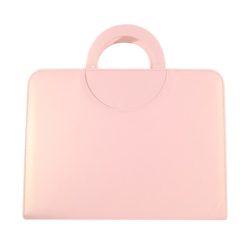 Cartella portadocumenti A4 con manici cartella da lavoro per donna cartella portadocumenti in pelle Pu Organizer per Notebook: pink