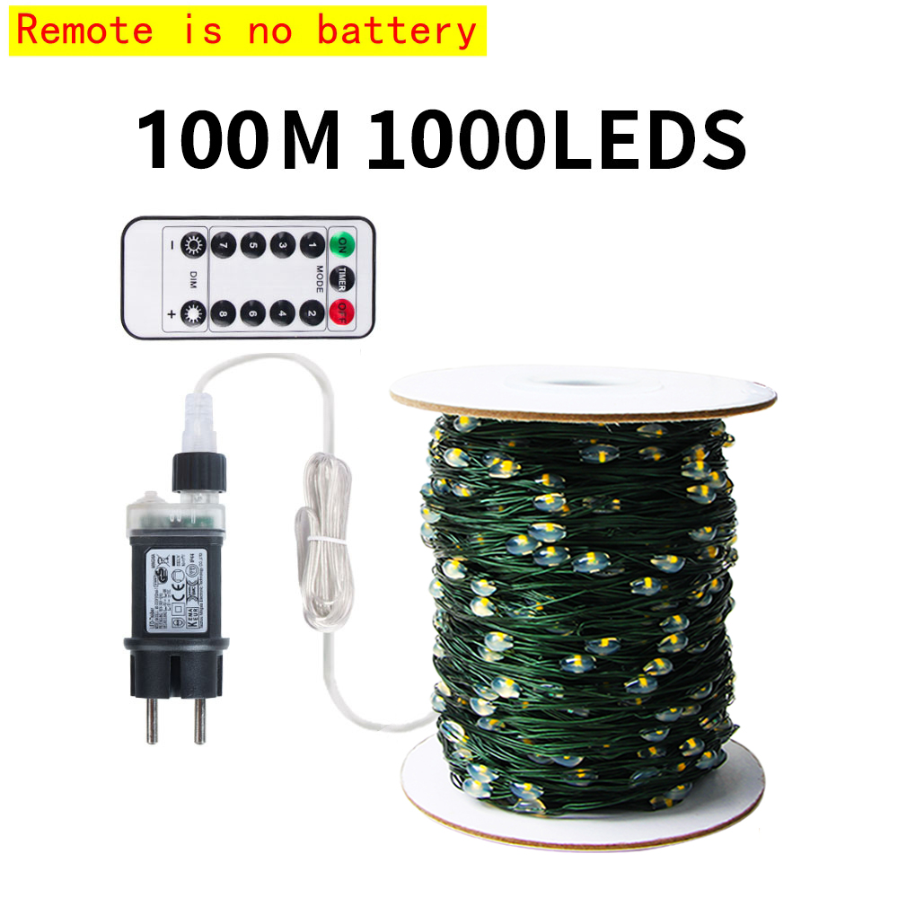 10-200M LED String Lights Fairy Green Wire Outdoor Christmas Light Tree Garland For Year Street Home Party Wedding Decor: Red / 41-50W / Y