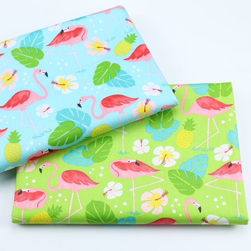 Tela de algodón con estampado de piñas y flamencos de Syunss para Diy, colcha de Patchwork, cunas para bebés, cojines de tela, mantillas de costura