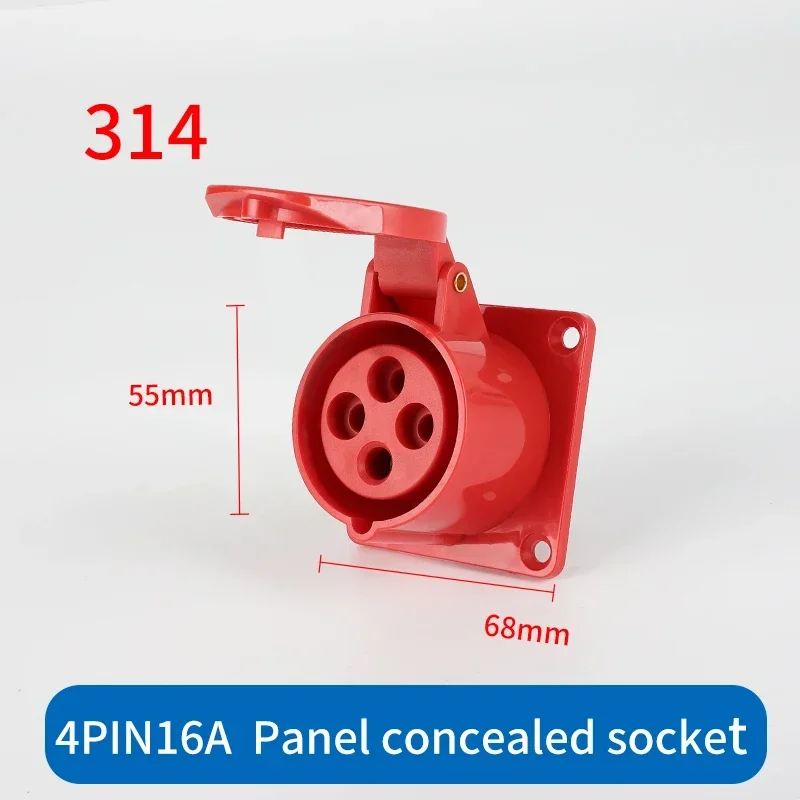 Industrial plug and socket waterproof connector 3PIN 4PIN 5PIN 16A IP44 waterproof electrical connection wall mount socket: Orange