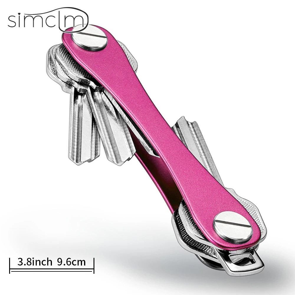 Llavero inteligente para hombre, Cartera de Metal, caja compacta de almacenamiento con Clip, organizador de llaves para coche Clip de llave de metal Caja de almacenamiento de llaves de aleación de aluminio: Sandía roja