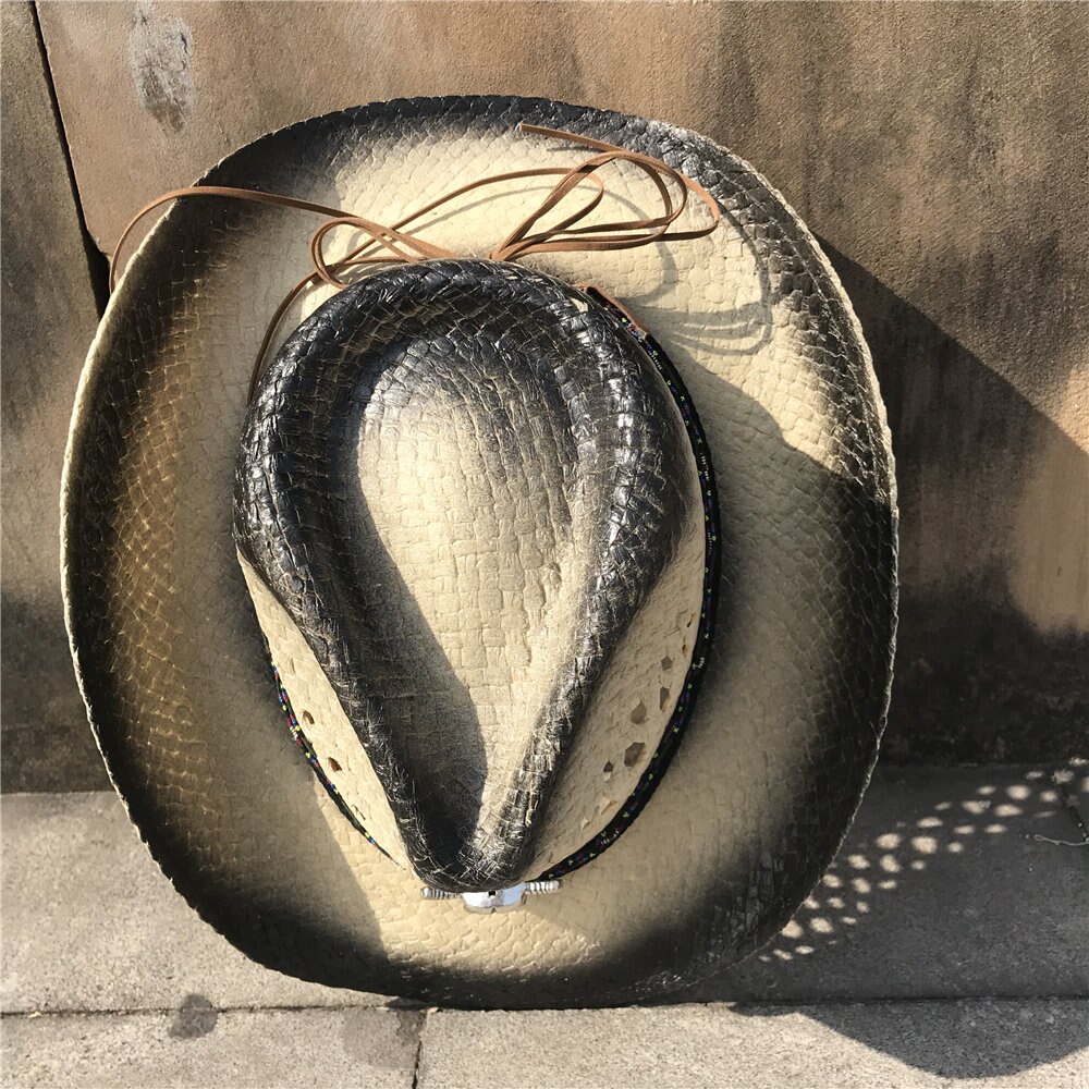 Handgemaakte Vrouwen Mannen Hollow Western Cowboy Hoed Vader Schipper Strand Sombrero Hombre Hoed Dame Handgemaakte Stro Sunbonnet Zonnehoed