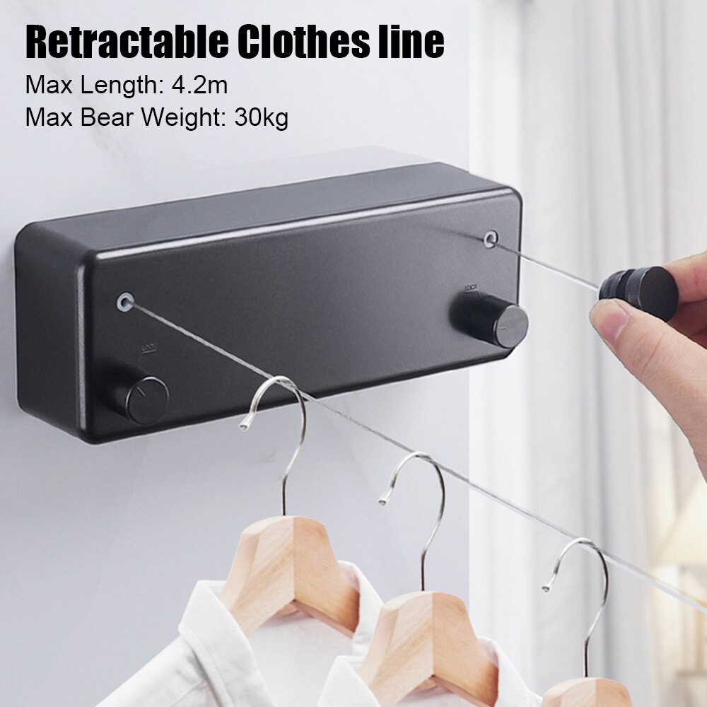 Bathroom Accessories 4.2m Clothesline Clothes Drying Rack Laundry Hanger Double Layer Retractable
