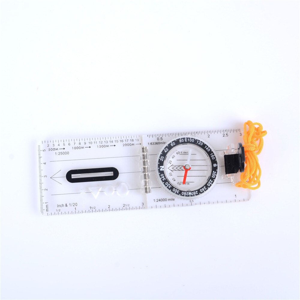 Foldable Drawing Scale Compass Map Ruler Survival Tool Buckle Car Camping Hiking Pointing Guide Portable Handheld Compasses