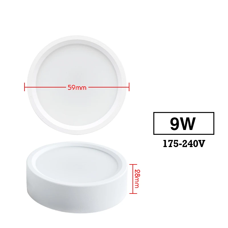 Led downlight 9w 12w 15w 18w overflademonteret panellampe  ac 220v køkken soveværelse stue loft spotlampe til husholdningen: Blå / Hvid