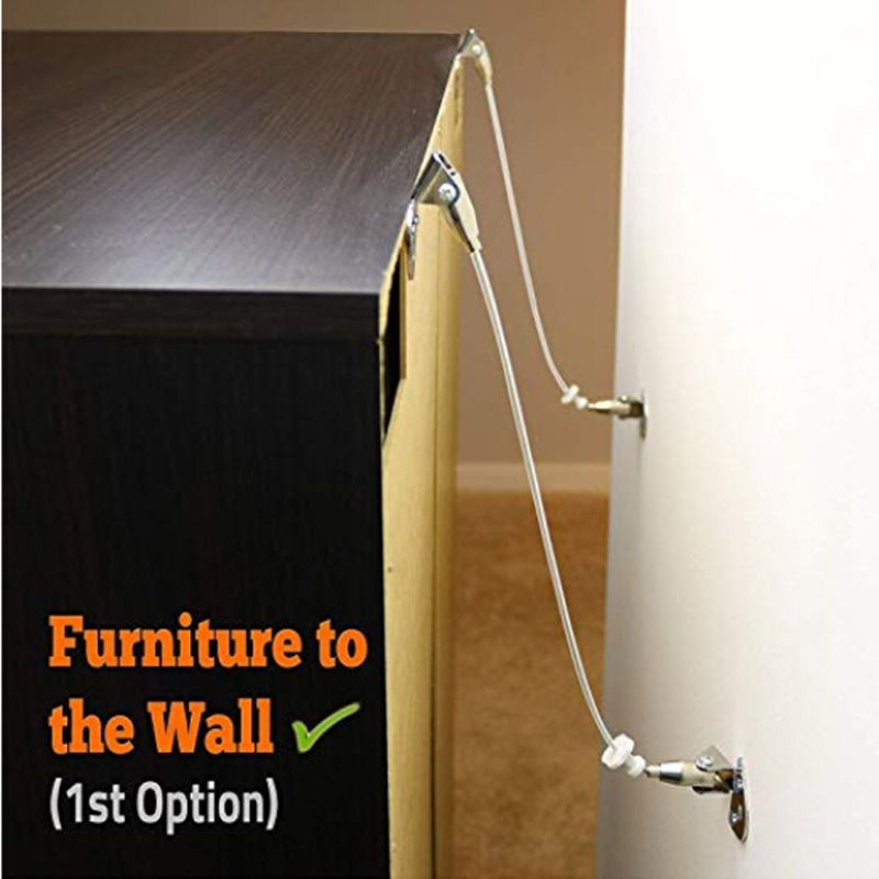 Metal Anti-Tip Furniture Anchor Safe Strap Wall Mounted Baby Proofing Secure Kit