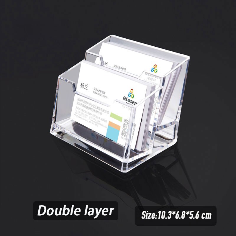 Business Card Holder Single Layer Double Layer Three Layers holdercard Holder Desktop Storage Transparent Simple: Double Layer
