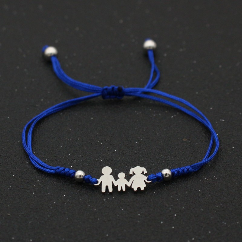 Rvs Charm Armbanden Voor Familie Vader Moeder Zoon Lucky String Gevlochten Verstelbare Stellen Armbanden Voor Mannen Vrouwen Kids: Blue