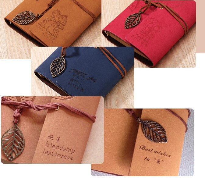 8 Inch PU Leather Vintage Antique Kraft Paper Photo Albums 30 Sheets for Baby Birthday Leaves Home Decor Young Commemorate