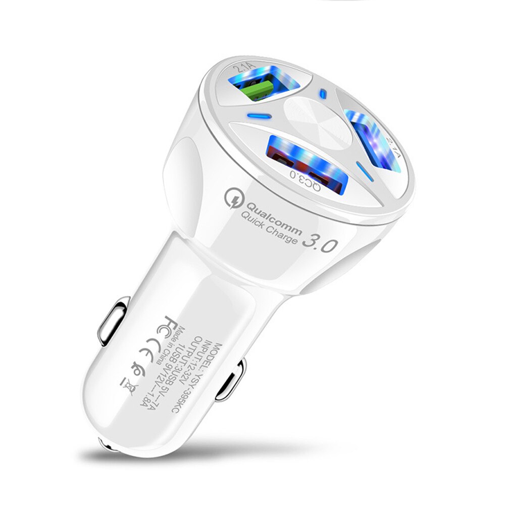 GTWIN Quick Charge 3 USB Car Charger for iPhone 12 Pro Max Samsung S21 Xiaomi Mobile Phone 3A Fast Charging QC 3.0 USB Charger: White