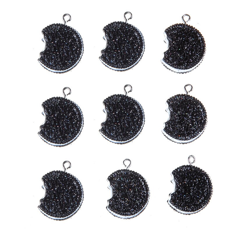 High Grade Half Oreo Biscuits Resin Simulated food Pendant charms for Making jewelry DIY 10 pcs