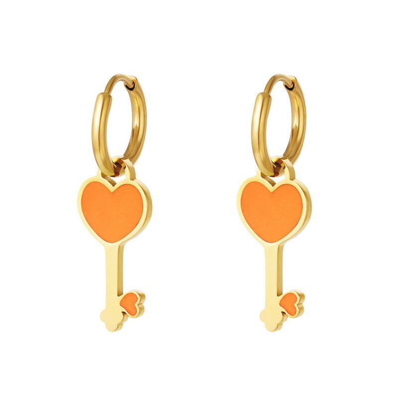 Pendientes Oorbellen Zilver Kleurrijke Enamel Cross Liefde Sleutel Hoop Earring Voor Vrouwen Wedding Charms Oorbellen Jewerly: 4