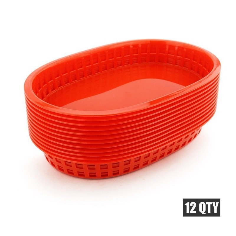 6 stk serveringsfat plast hurtigmatbrett stor bbq delikatessekurv sett burger tallerken brød serveringsbrett: 12 stk rød