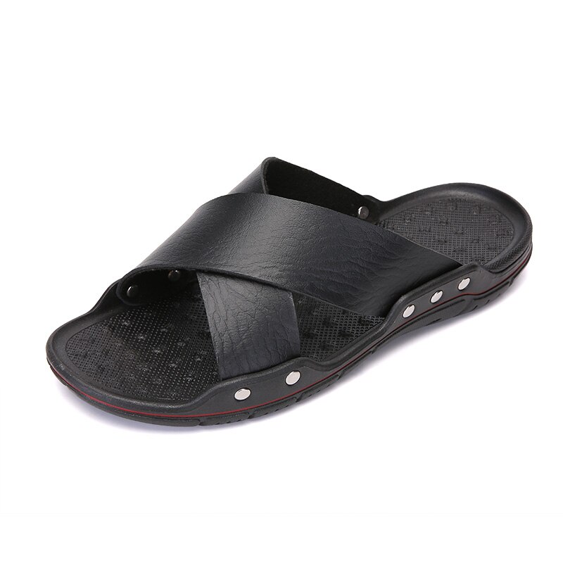 2021 nuovi sandali da uomo estivi scarpe in pelle scarpe infradito ciabatte da spiaggia due fibbie giardino esterno Chinelo maschile