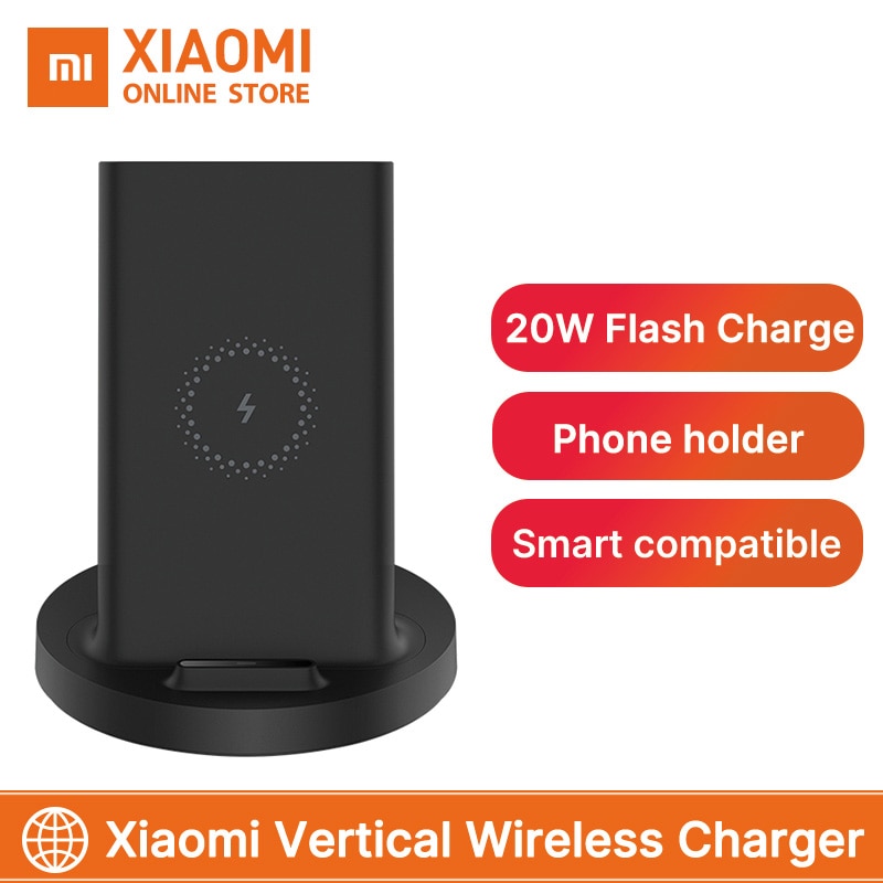 Xiaomi-cargador inalámbrico Vertical, carga máxima de 20W, Qi, Compatible con múltiples soportes de seguridad horizontales para Mi 9 (20W) MIX 2S