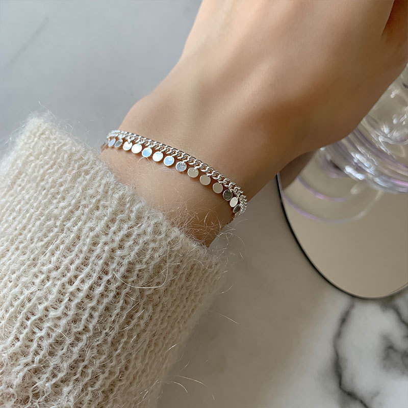 925 szterling srebro połączyć łańcuch kutas okrągły koralik czar bransoletka bransoletka dla kobiety dziewczyny impreza koreański biżuteria Akcesoria sl511