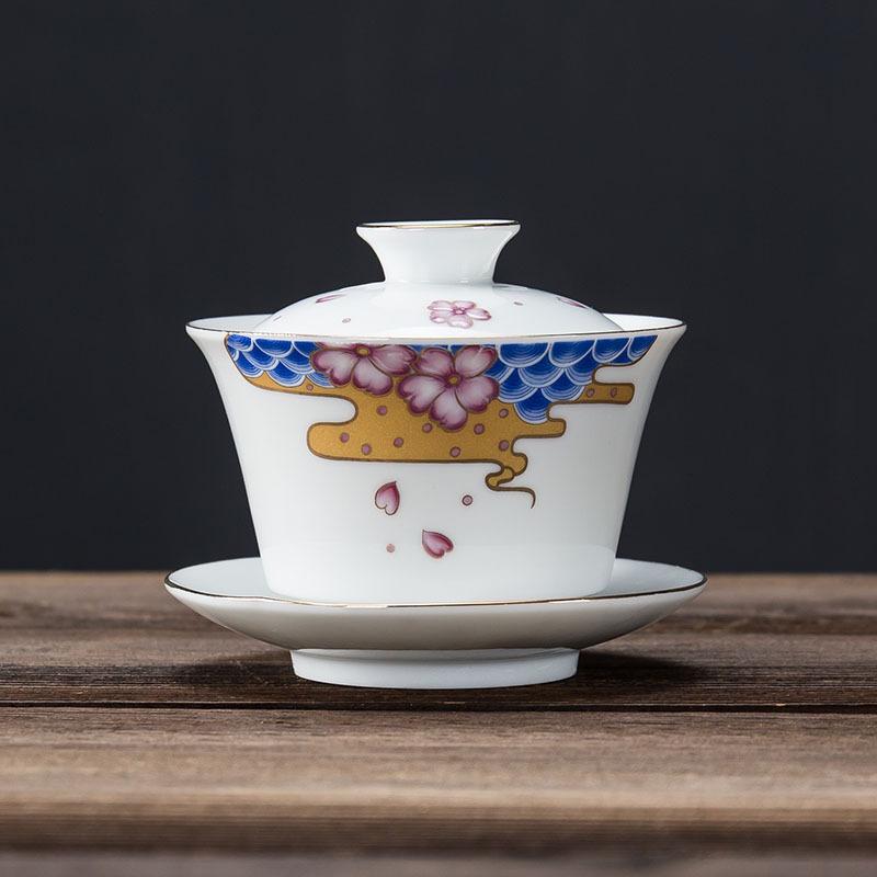 200ml kinesiske traditionelle gaiwan terrin kungfu te kopper porcelæn te skål håndmalet te sæt rejse te tilbehør: 5