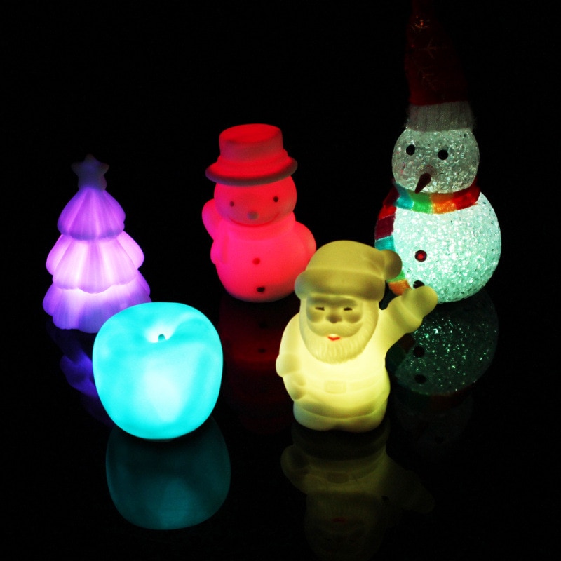 Halloween Decorations Santa Claus Snowman Apple Small Night Lamp Colorful Small Night Lamp Christmas Halloween Colorful Lights