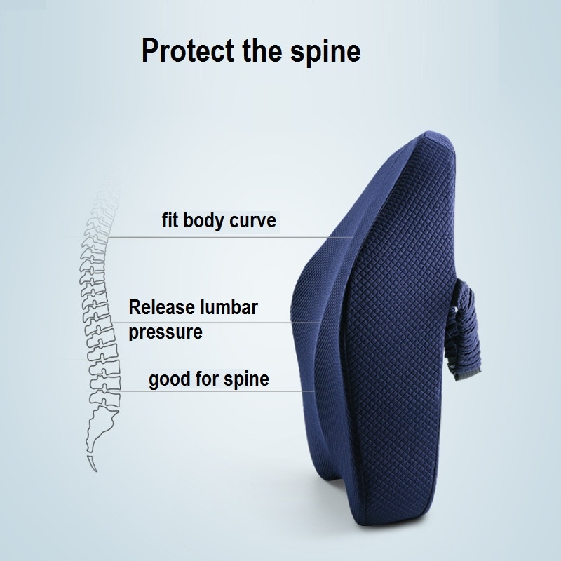 Lændestøtte rygstøtte hoftepude hukommelse skum åndbart dæksel pasform krop kurve ergonomi pude haleben