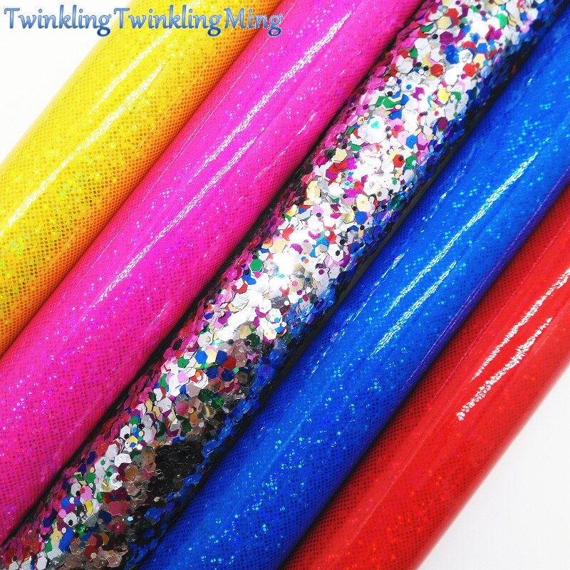 Gemengde Kleuren Glitter Fabirc, Iriserende Faux Leer Stof, synthetisch Leer Stof Voor Boog A4 8 "X11" Twinkling Ming XM426