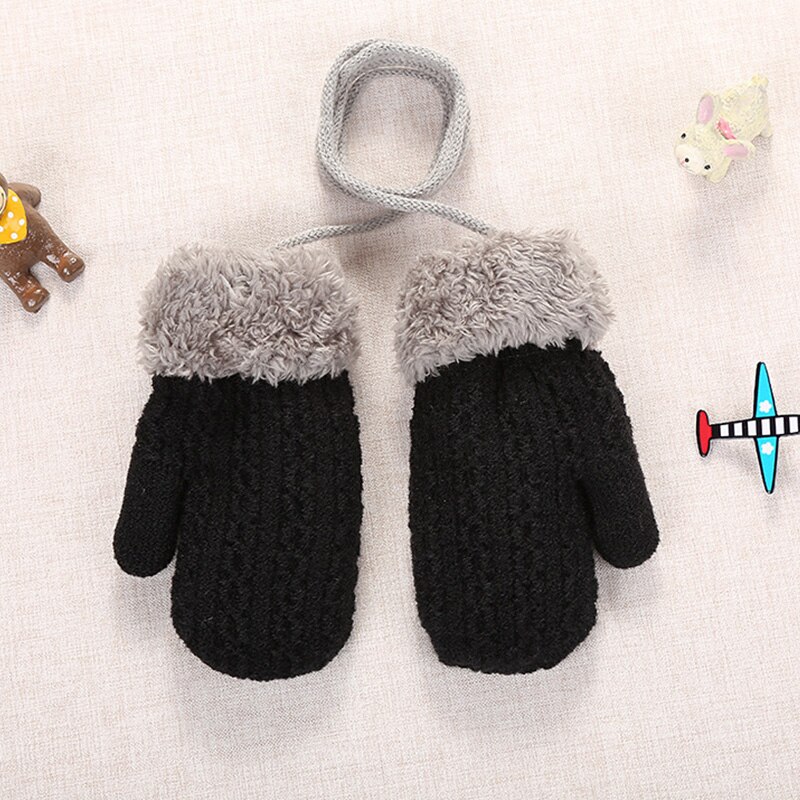 Wanten Voor Kinderen Kinderen Wanten Winter Wol Gebreide Handschoenen Kinderen Warme Touw 1-4 Jaar Oude Jongen Meisje baby Handschoenen: Black