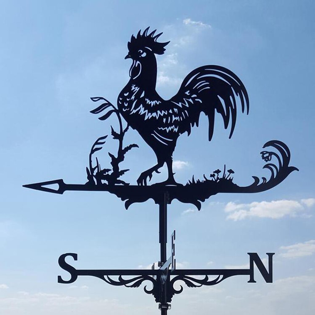 Bauernhaus Hahn Wetterfahne Dach Montieren, Wind Richtung Anzeige Bausatz draussen Halterung Wetterfahne-Metall: Hahn