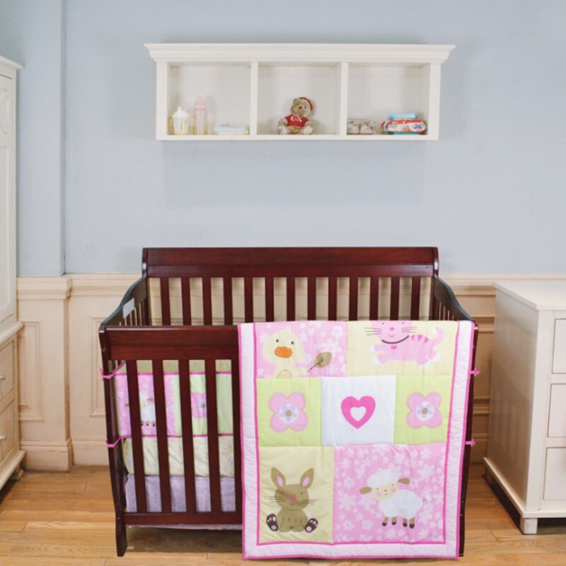 Ademend Baby Beddengoed Set Katoenen Baby Cot Kit Wasbare Crib Beddengoed Set Zomer Stoppen Bed Protector Voor Baby Bed Pak