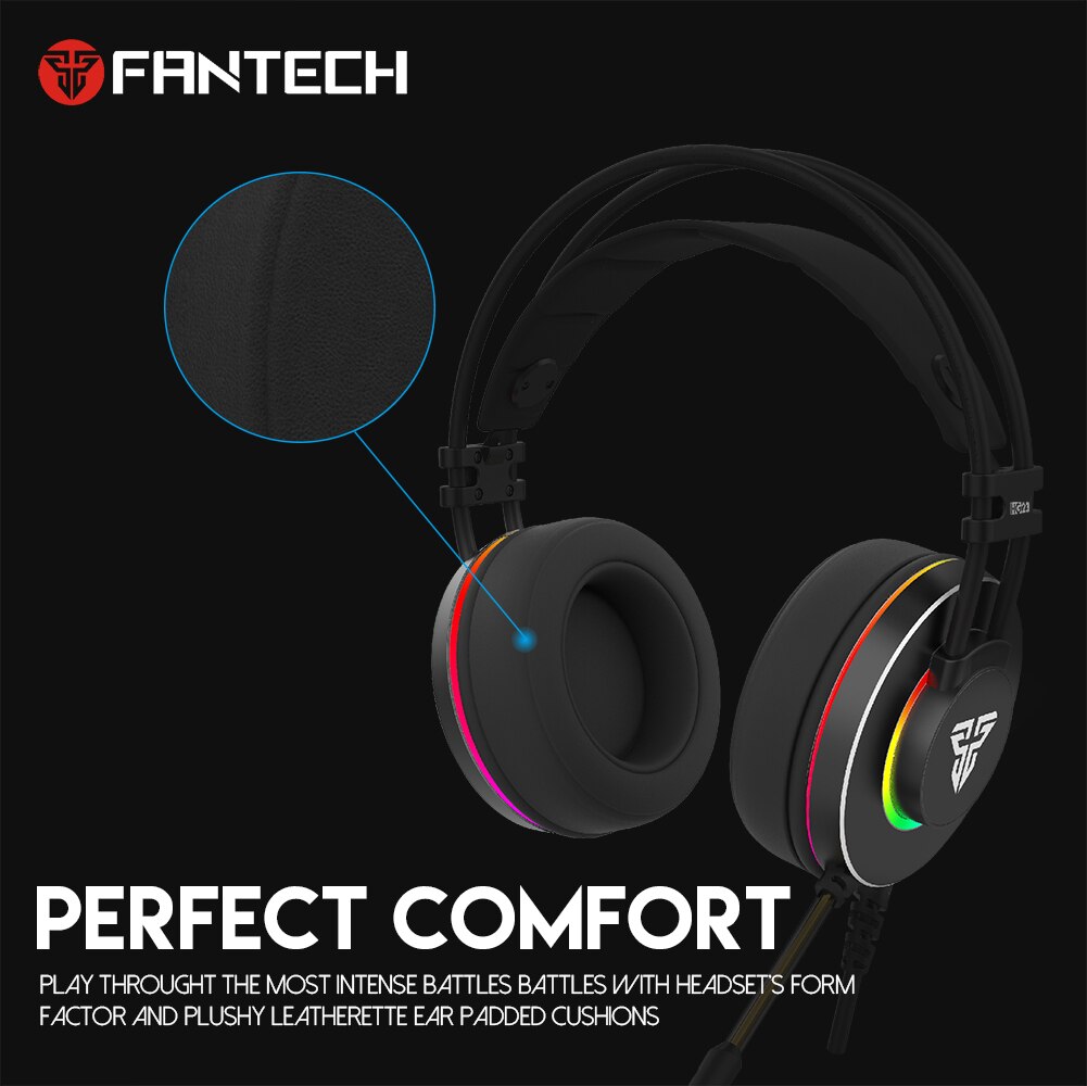 FANTECH – casque de jeu HG23, écouteurs 7.1 son stéréo, Microphone USB respirant, lumière rvb, pour PC portable