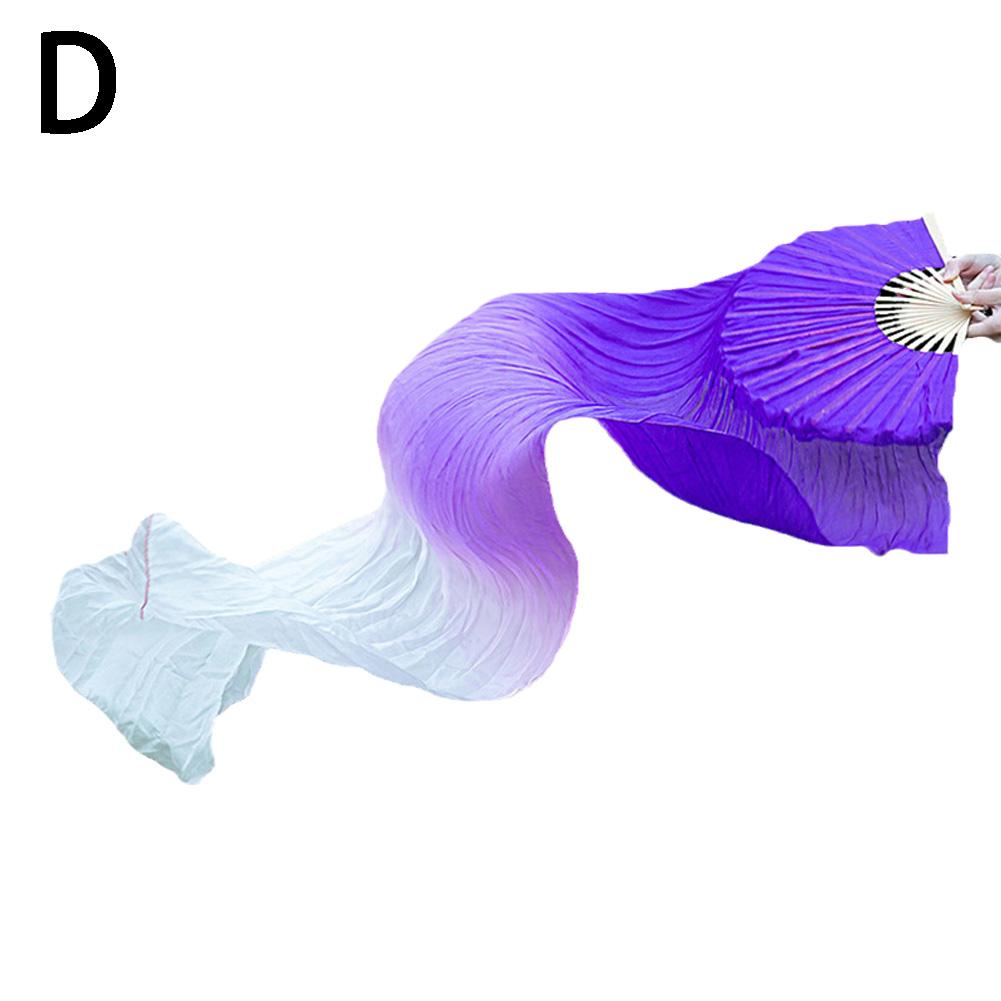 Abanico de danza del vientre para mujer, 150cm, Color degradado, práctica de bailarina, abanicos largos de seda de imitación, accesorios de baile, 1 ud.: plum
